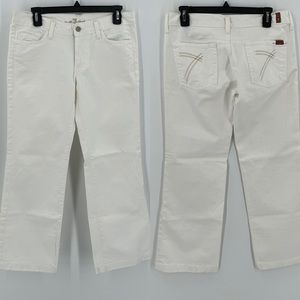 7 for All Mankind Stove Pipe White Cropped Jeans